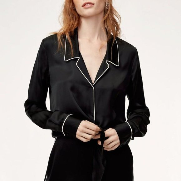 Aritzia Wilfred Tie Front Blouse Peaufiner Blouse XXS - Picture 1 of 6